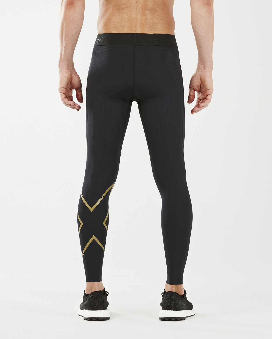 2XU Mens Force Compression Tights Black/Gold - Fishface Cycles