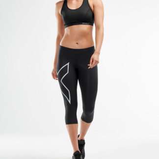 2XU Womens Core Compression 3/4 Tights Black/Silver