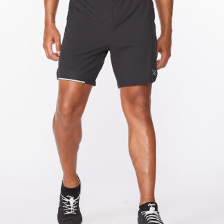 2XU Mens Aero 7 Inch Shorts Black/Silver