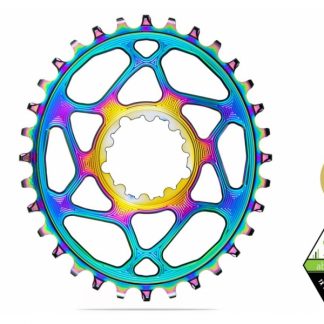 Absolute Black MTB Oval SRAM BOOST 148 Direct Mount (3mm offset) Chainring PVD Rainbow