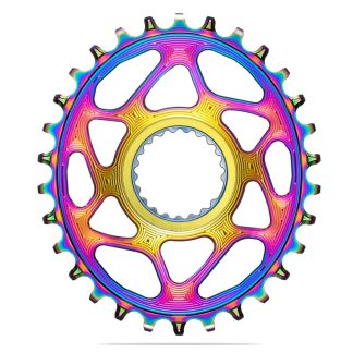 Absolute Black MTB Oval XTR, XT, SLX 12sp Direct Mount Chainring PVD Rainbow